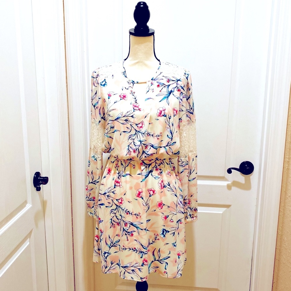 Express Floral Dress with Lace Detail